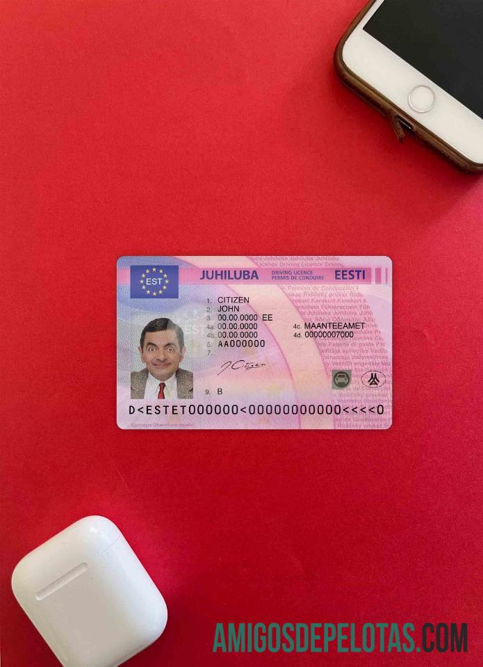 Carteira de habilitação da Estônia fotolook frente exemplo real